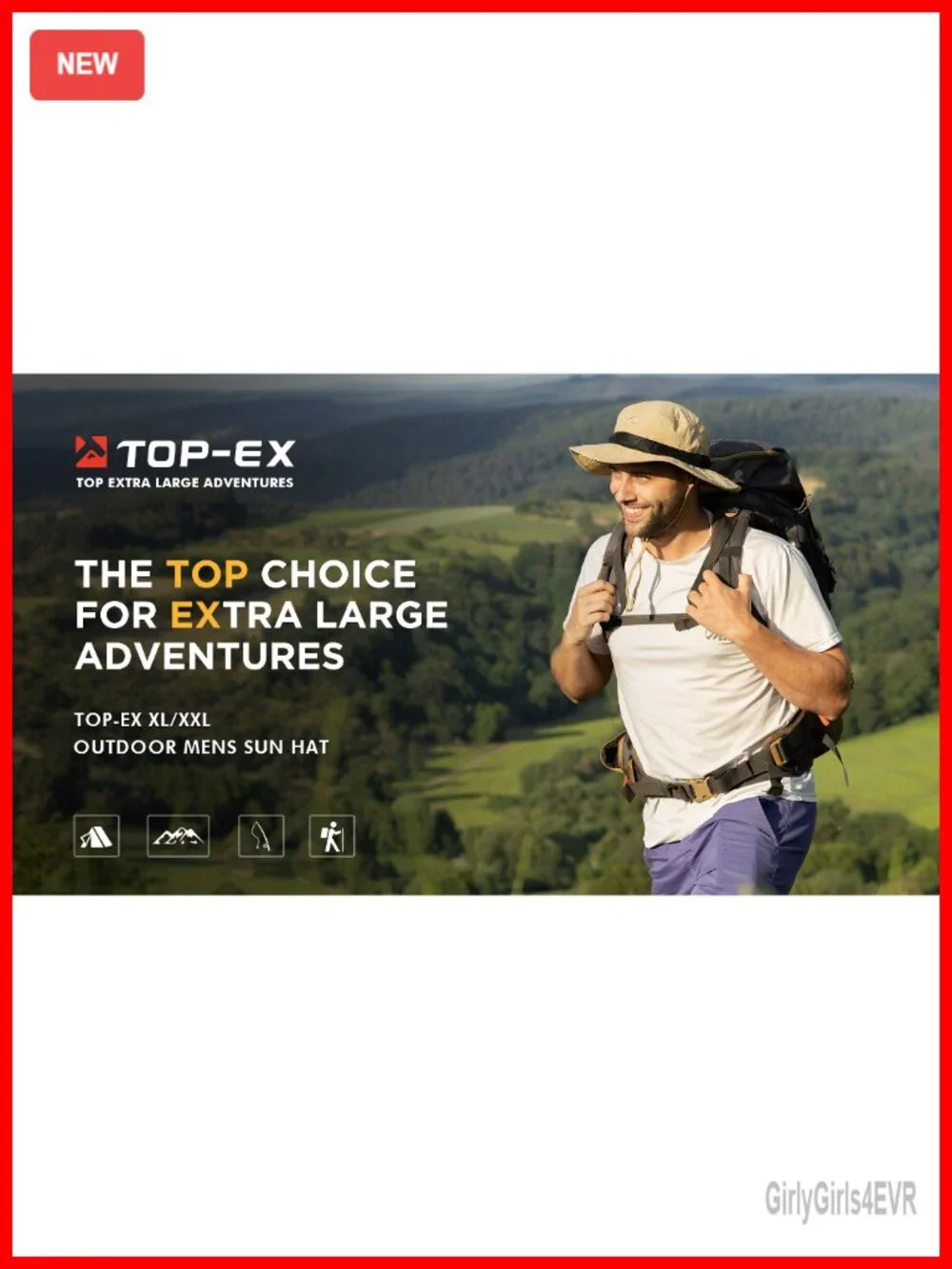 UPF 50+ Waterproof Wide Brim Bucket Sun Hat for Big Head Adjustable Packable